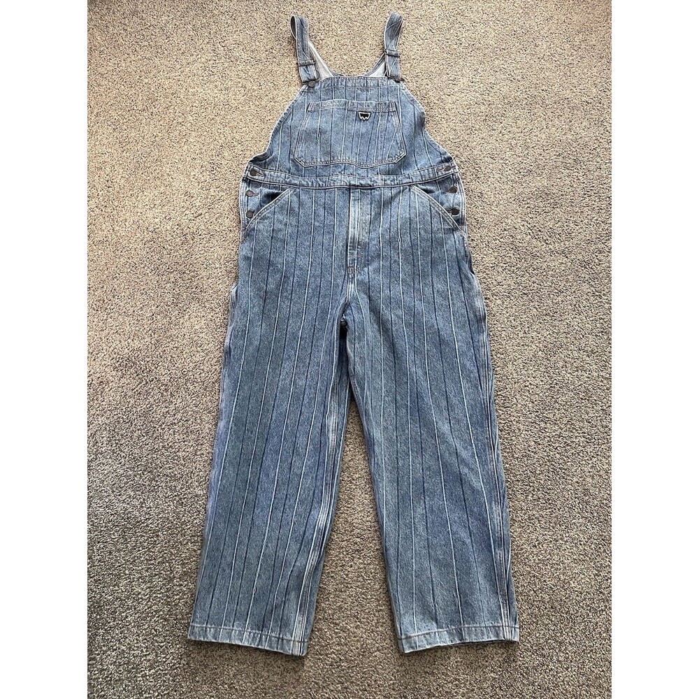 Levis Denim Overalls Mens Blue Stripe Bib Streetwear Grunge VTG Style Size L